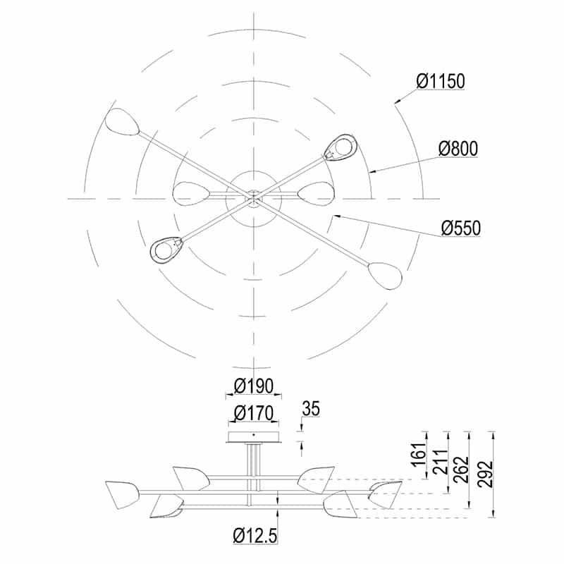 Mantra Capuccina Plafón Grande LED negro 7580