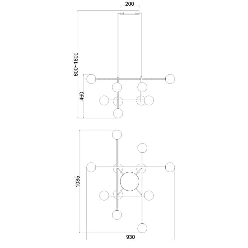 Mantra Cellar Lámpara de techo colgante bolas 11 luces negro 7630