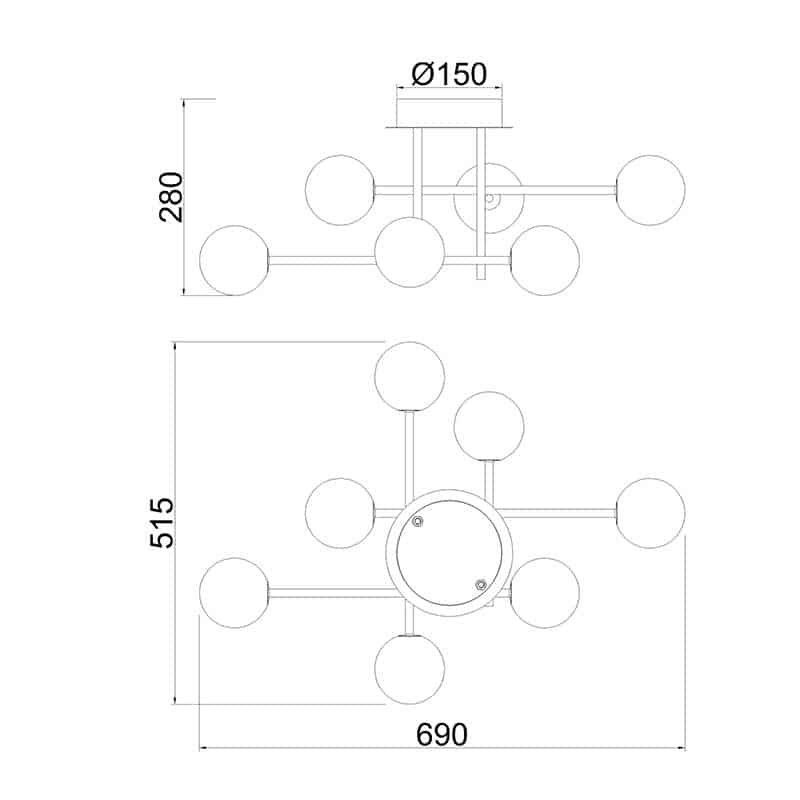 Mantra Cellar Plafón bolas 7 luces negro 7632