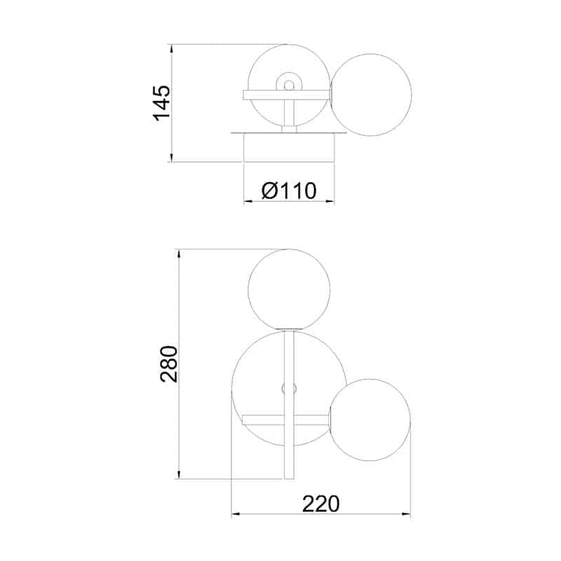Mantra Cellar Aplique bolas 2 luces negro 7635