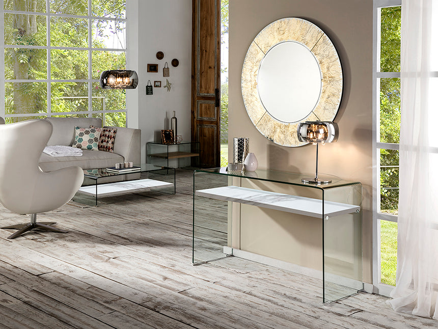 Schuller Sonoma White Marble and Glass Console Table 764360