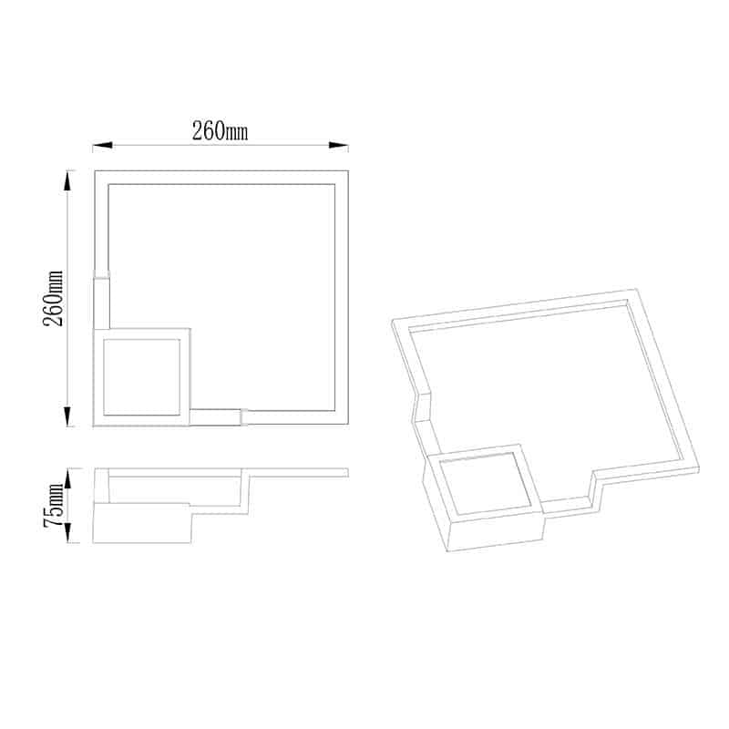 Plano de medidas - Mantra Boutique Negro Aplique LED 17.5W 3000K Dimable negro 7683