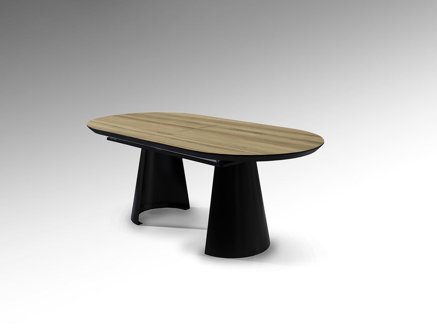 Mesa de comedor Schuller Capri negro y simil madera extensible 206x79cm vista 2