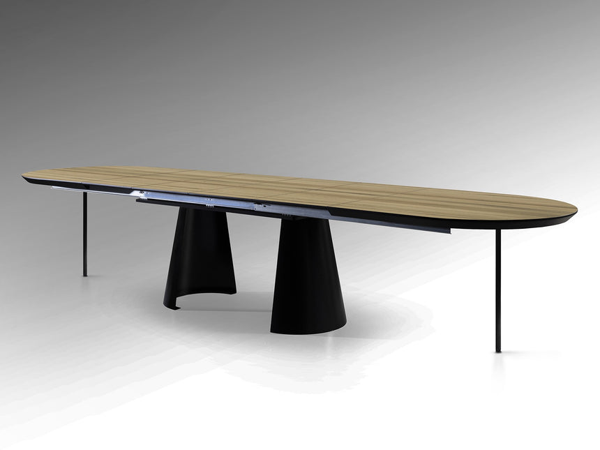 Mesa de comedor Schuller Capri negro y simil madera extensible 206x79cm vista 5