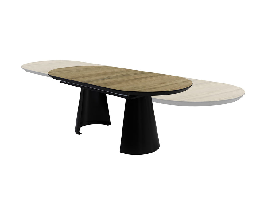 Mesa de comedor Schuller Capri negro y simil madera extensible 206x79cm ambiente