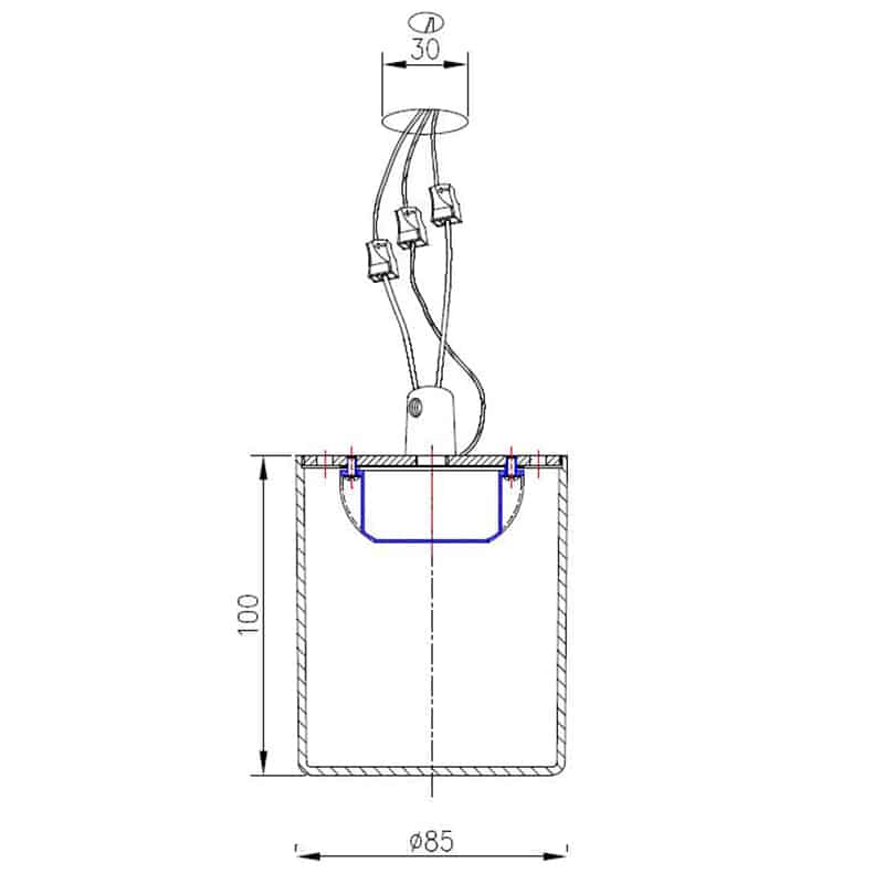 Plano de medidas - Mantra Glaciar Foco LED 9W 4000K Pequeño blanco 7731