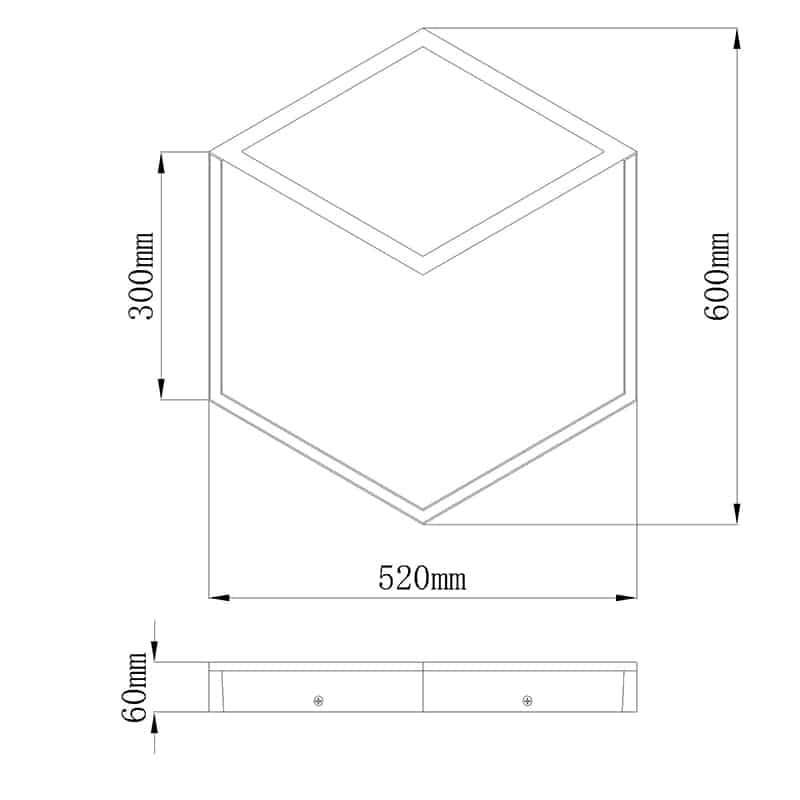 Plano de medidas - Mantra Kubick Plafón/Aplique LED 48W 3000K blanco 7760
