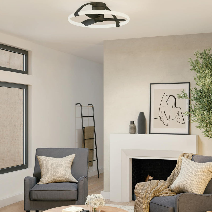 Mantra Nepal Mini ventilador de techo con luz plafón LED 55W negro 7802 - en ambiente