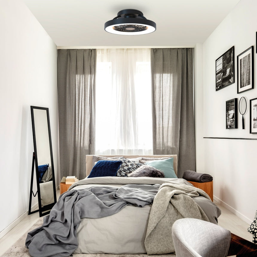 Mantra Tibet Mini Plafón LED 70W Ventilador 33W negro 7805