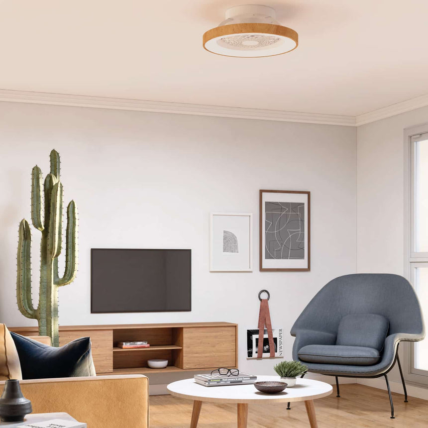 Mantra Tibet Mini Plafón LED Ventilador madera, beige, marrón 7806