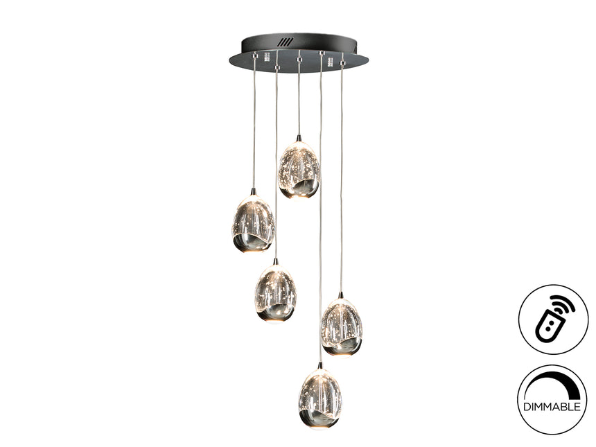 Lámpara de techo colgante Schuller Rocío 5 luces cromo