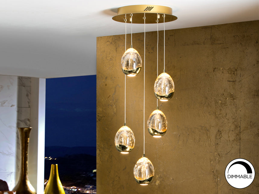 Lámpara de techo colgante Schuller Rocío 5 luces dorado - vista 2