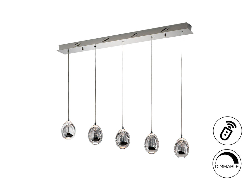 Lámpara de techo colgante Schuller Rocío 5 luces cromo