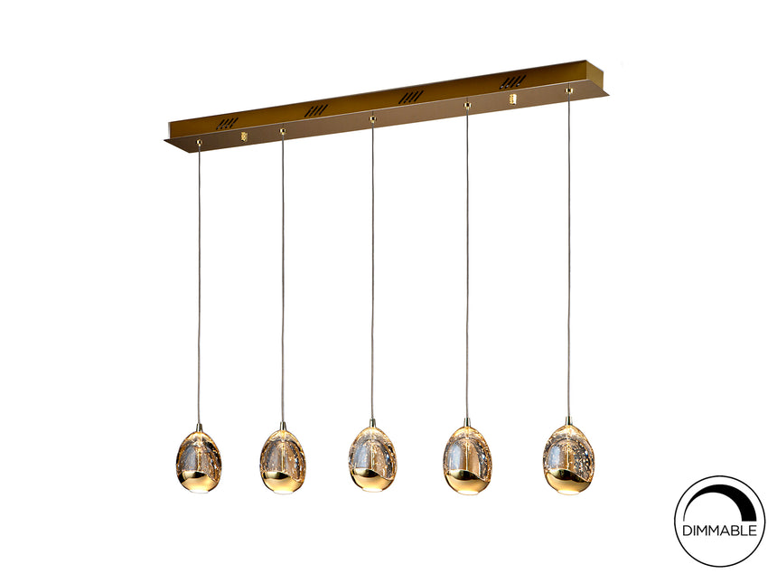Lámpara de techo colgante Schuller Rocío 5 luces dorado