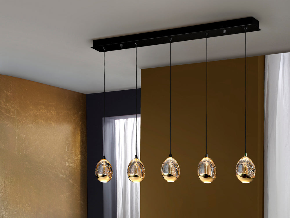 Schuller Rocío 5-Light Black and Gold Pendant Ceiling Lamp 783644