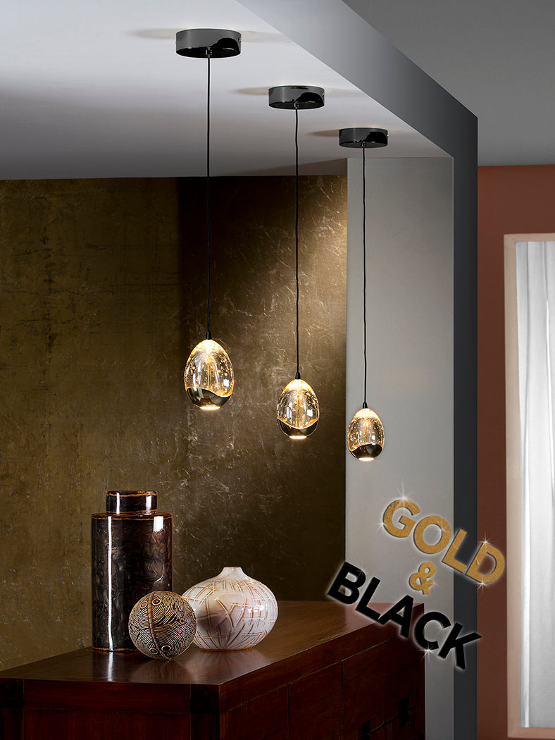 Lámpara de techo colgante Schuller Rocío 1 luz negro y oro brillo 3000K 784351 - vista alternativa
