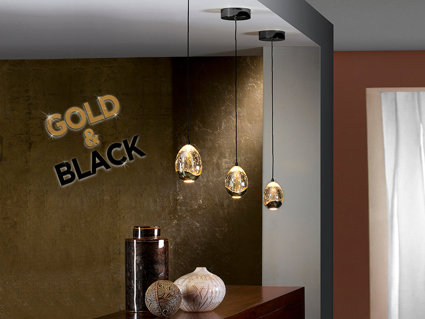 Lámpara de techo colgante Schuller Rocío 1 luz negro y oro brillo 3000K 784351 - imagen 3