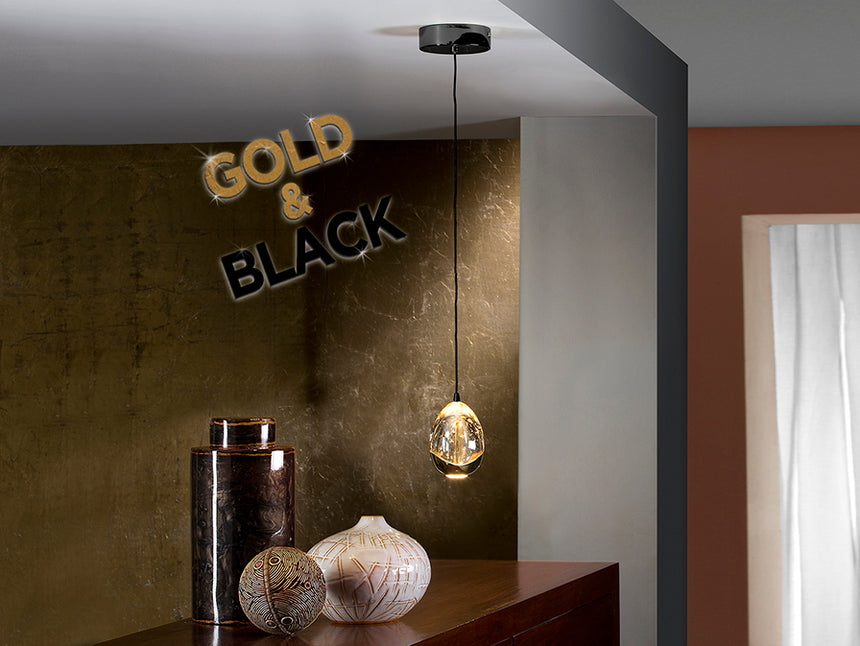 Lámpara de techo colgante Schuller Rocío 1 luz negro y oro brillo 3000K 784351 - imagen 4
