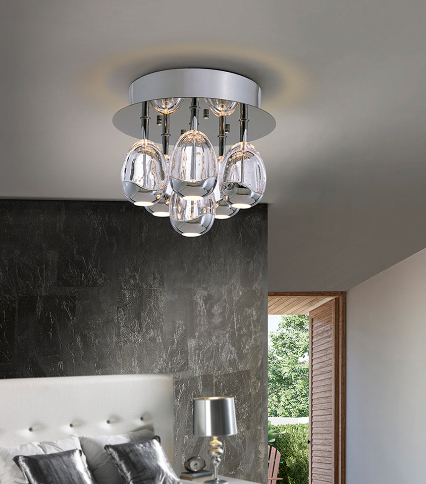 Plafón Schuller Rocío LED 6 luces cromo 3000K regulable Ø32cm 785532 - vista alternativa