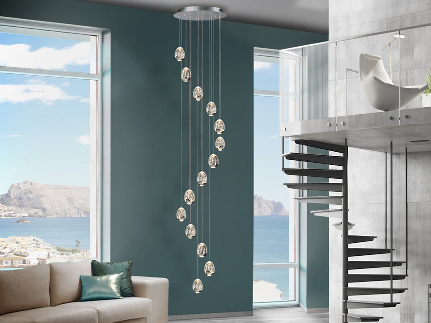 Lámpara de techo colgante Schuller Rocío grande 14 luces cromo 3000K regulable 785635GD