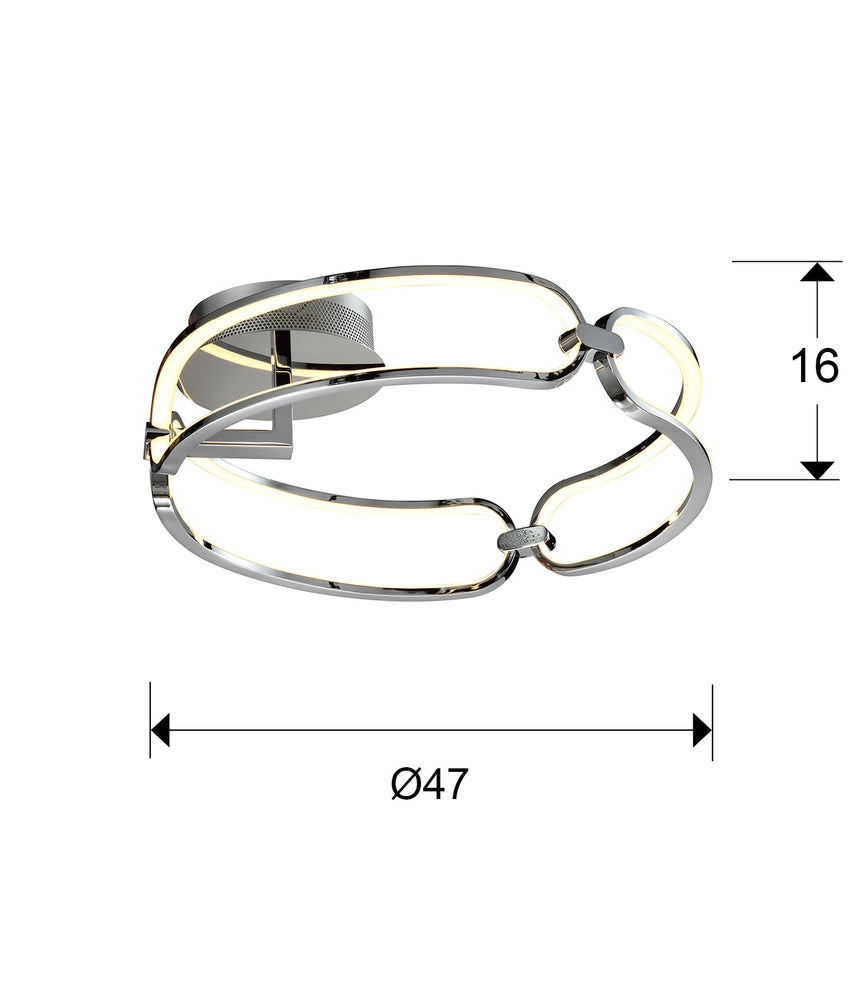 Medidas y dimensiones - Plafón Schuller Colette LED cromo 3000K Ø47cm 786485