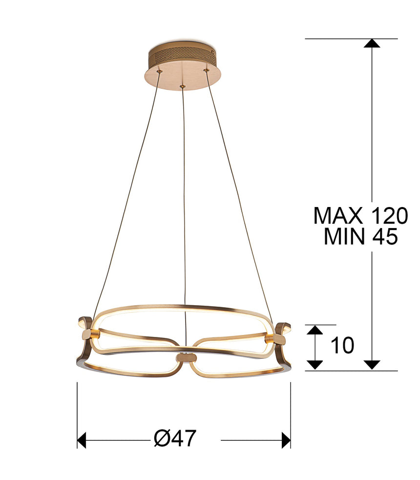 Medidas y dimensiones - Lámpara de techo colgante Schuller Colette oro rosa 3000K Ø47cm 786621