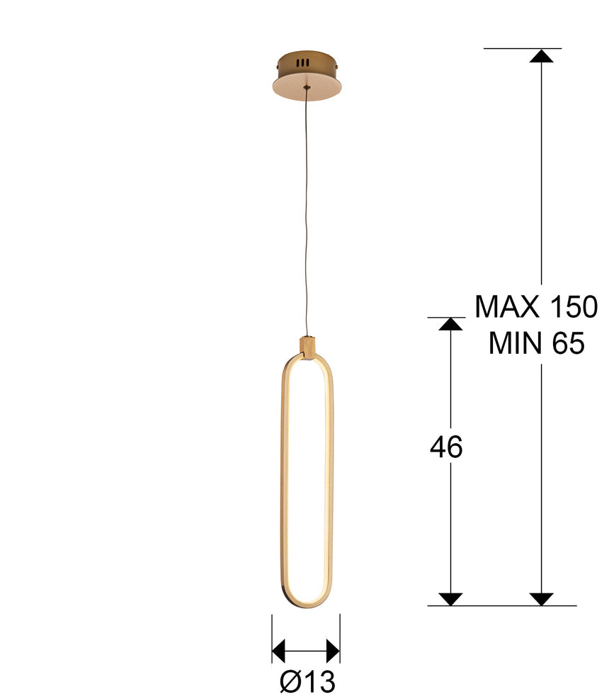 Schuller Colette LED Pendant Light 1L Gold 787130