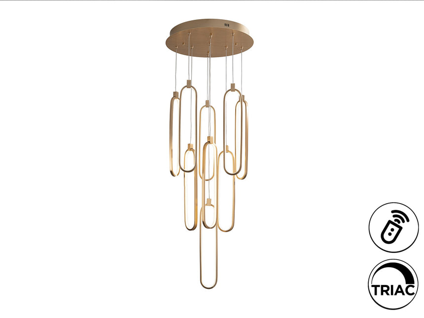 Lámpara de techo colgante Schuller Colette grande 14 luces oro rosa regulable con mando 787433D ambiente