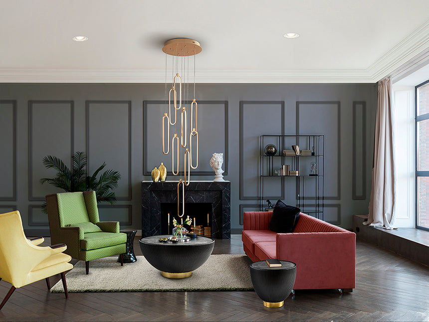 Schuller Colette Lámpara de techo colgante 9 luces oro rosado 787594