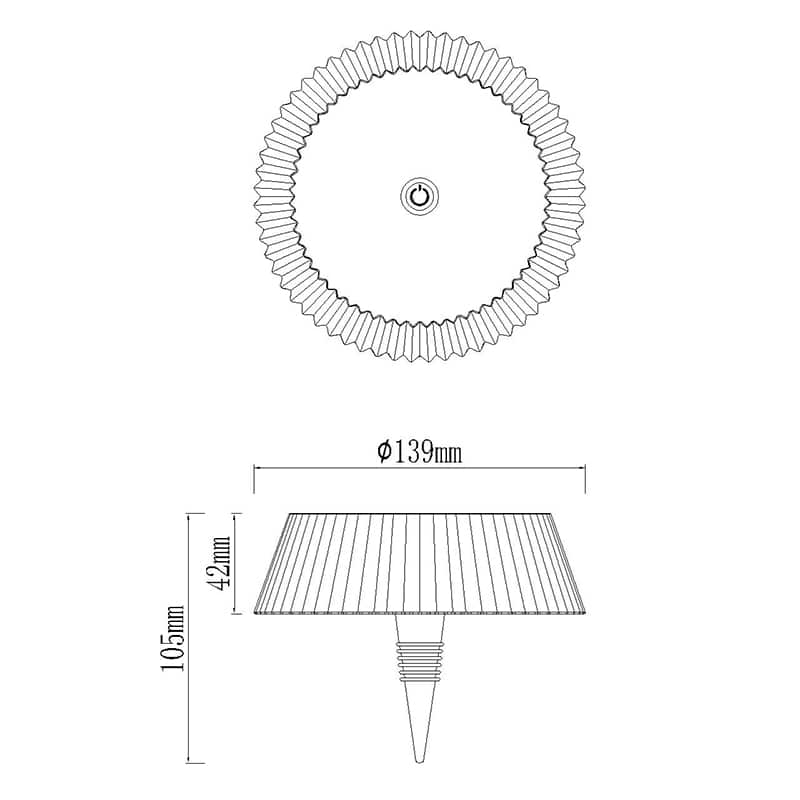 Plano de medidas - Mantra Relax Tapa de botella LED 2W 3000K Recargable blanco 7930