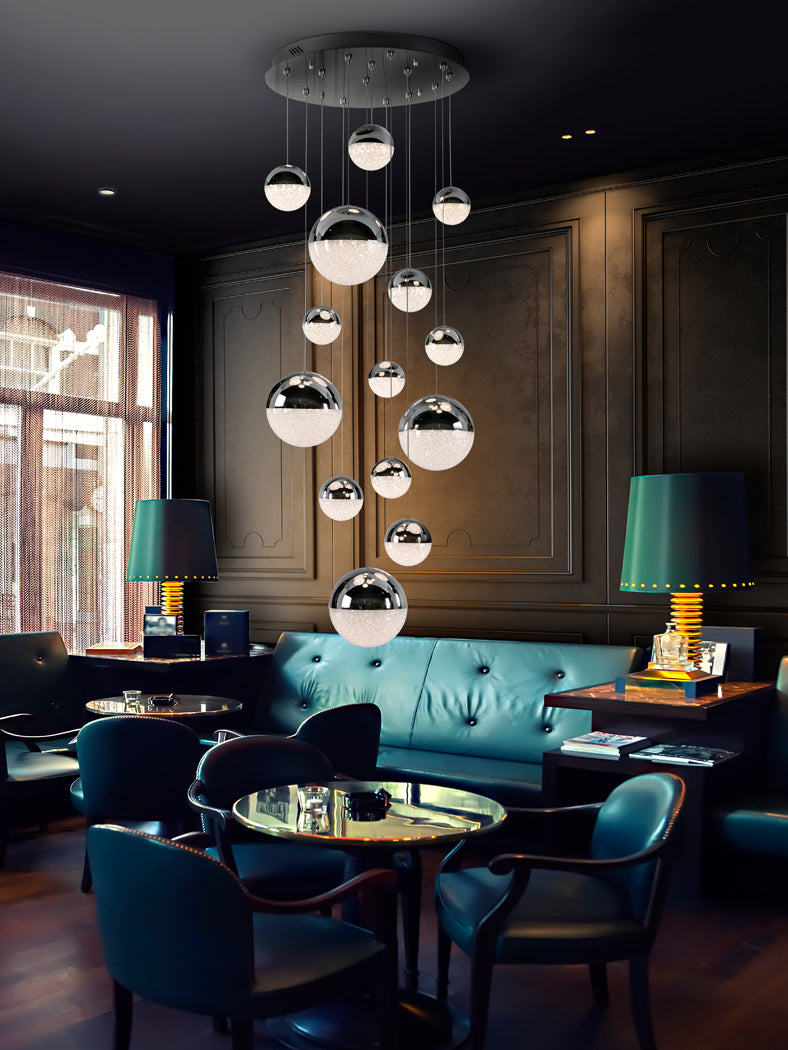 Lámpara de techo colgante bolas Schuller Sphere grande 14 luces cromo 3000K regulable 793269D - vista alternativa