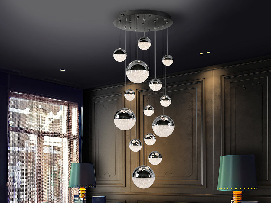 Schuller Sphere Pendant Light 14 Lights Chrome D60 Dimmable 793269D