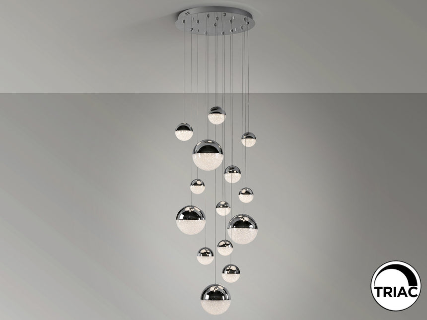 Lámpara de techo colgante bolas Schuller Sphere grande 14 luces cromo 3000K regulable 793269GD vista 3