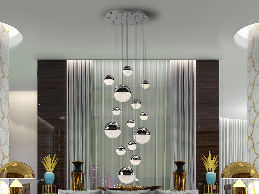 Schuller Sphere Pendant Light 14 Lights Dimmable Chrome D60 793269GD