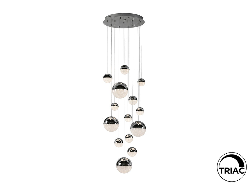Lámpara de techo colgante bolas Schuller Sphere grande 14 luces cromo 3000K regulable 793269GD ambiente