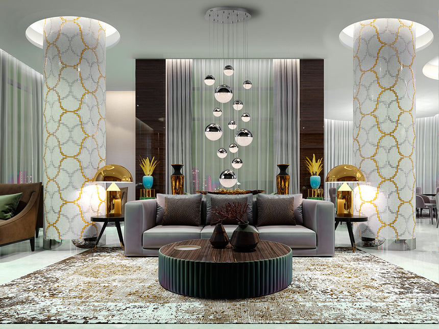 Lámpara de techo colgante bolas Schuller Sphere grande 14 luces cromo 3000K regulable 793269GD - vista alternativa