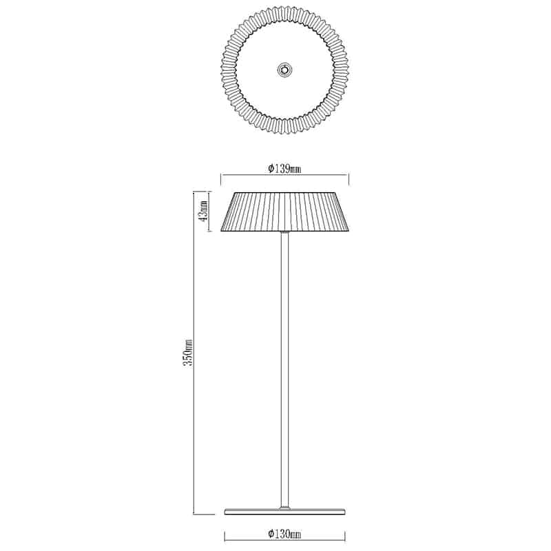 Plano de medidas - Mantra Relax Sobremesa LED 2W 3000K Recargable negro 7934