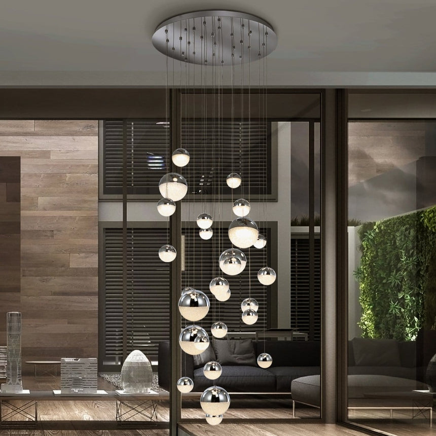 Schuller Sphere Lámpara de techo colgante LED gris cromo/cristal 27 luces 793971GK