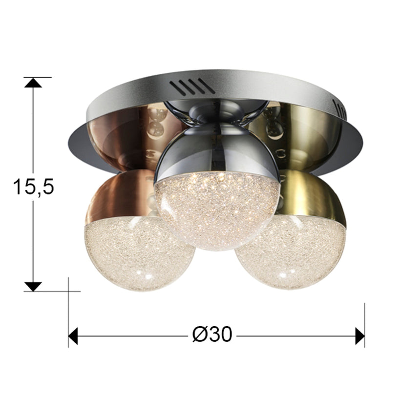 Schuller Sphere Ceiling Light Chrome, Brass, Copper, Transparent 794025