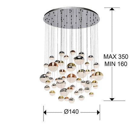 Schuller Sphere Lámpara de techo LED gris cromo 55 luces oro, bronce y cromo 794691B