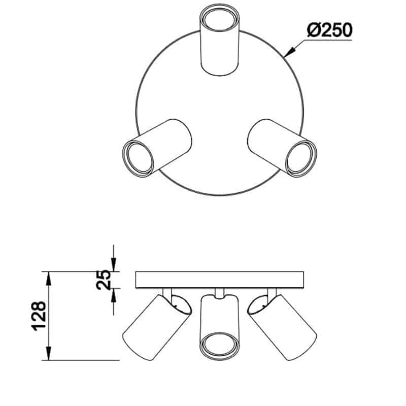 Mantra Sal Negro Plafón GU10 3 luces negro 7962