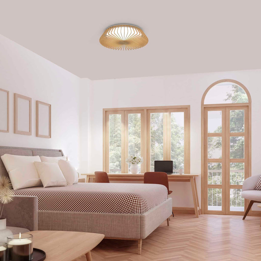 Mantra Himalaya Ventilador Plafón LED 56W 3000K madera, beige, marrón 7967 - en ambiente