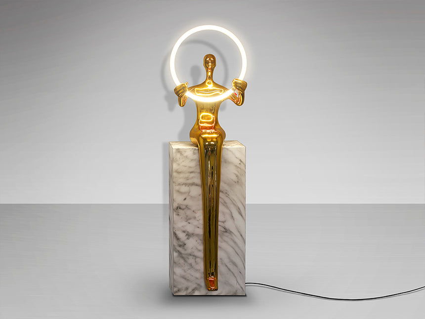 Lámpara de pie escultura Schuller El Aro LED 1 luz oro brillo y blanco 3000K 160cm 798161 - imagen 5