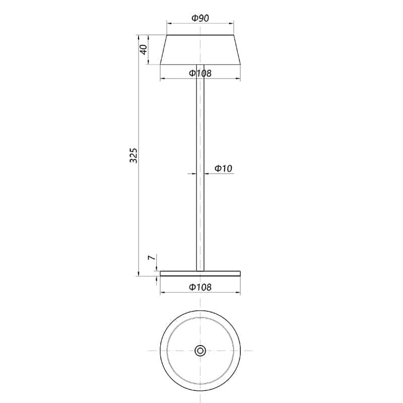 Plano de medidas - Mantra K4 Linterna exterior marrón 7987