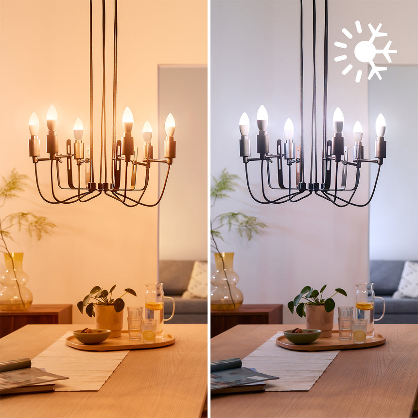 Bombilla LED Vela Philips WiZ C37 4,9W E14 2700K 470lm 372382