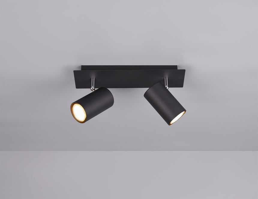 Foco Trio Marley 2 luces negro mate 8