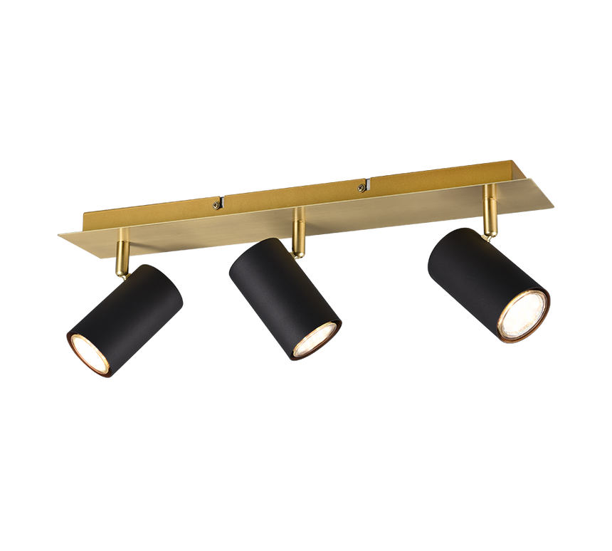 Foco Trio Marley 3 luces negro y dorado 48cm 8