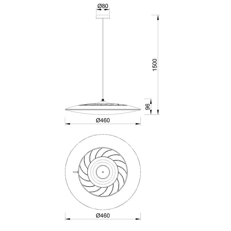 Plano de medidas - Mantra Slim Lámpara de techo colgante LED 50W 4000K blanco 8101