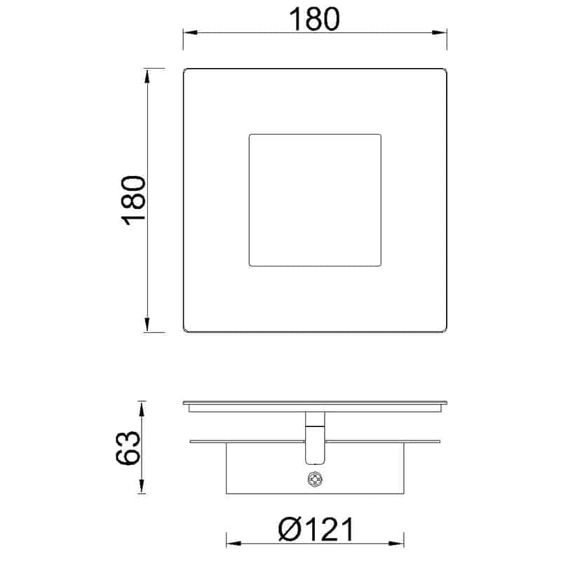 Plano de medidas - Mantra Dalia Aplique LED 18W 3000K blanco 8114