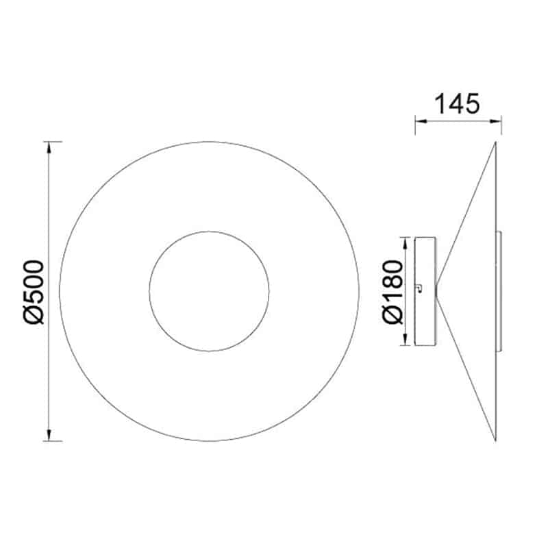 Plano de medidas - Mantra Orion Aplique LED 24W 3000K negro, madera, beige, marrón 8129